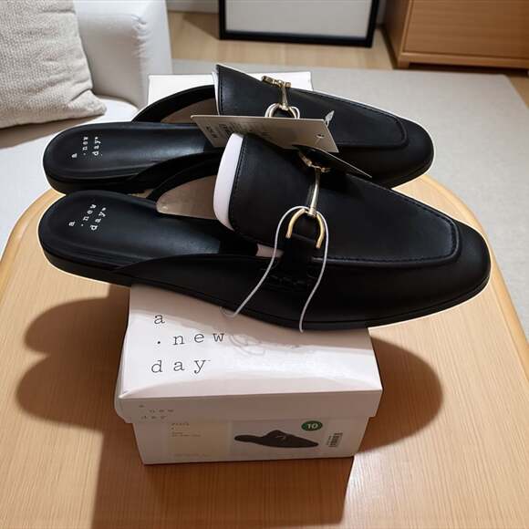 A New Day Sandy Mule Flats with Memory Foam Insole - Black - Picture 1 of 4